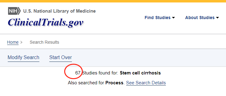全球干細胞治療肝硬化的臨床試驗數量