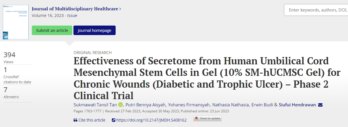 人臍帶間充質干細胞分泌組凝膠（10% SM-hUCMSC凝膠）治療慢性傷口（糖尿病和營養性潰瘍）的有效性- 2期臨床試驗