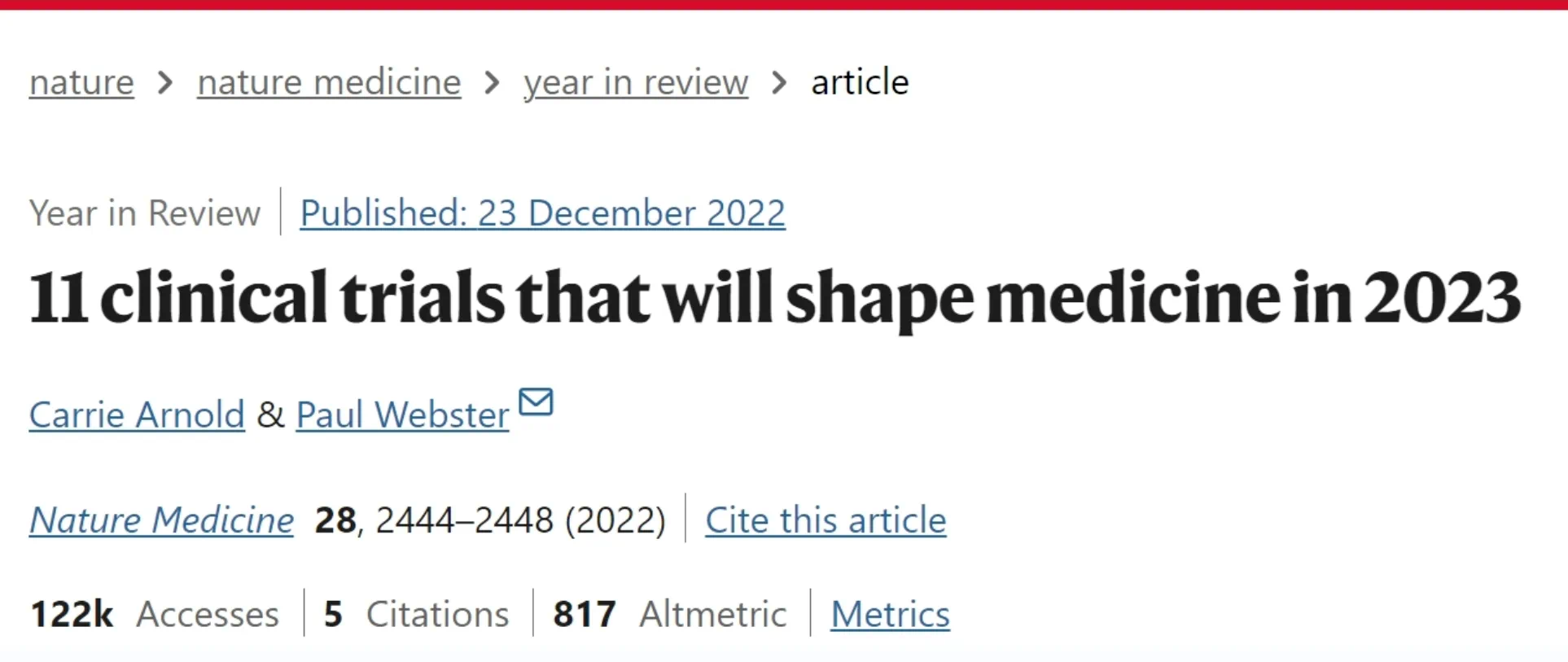 11個將在2023年改變醫學的臨床試驗