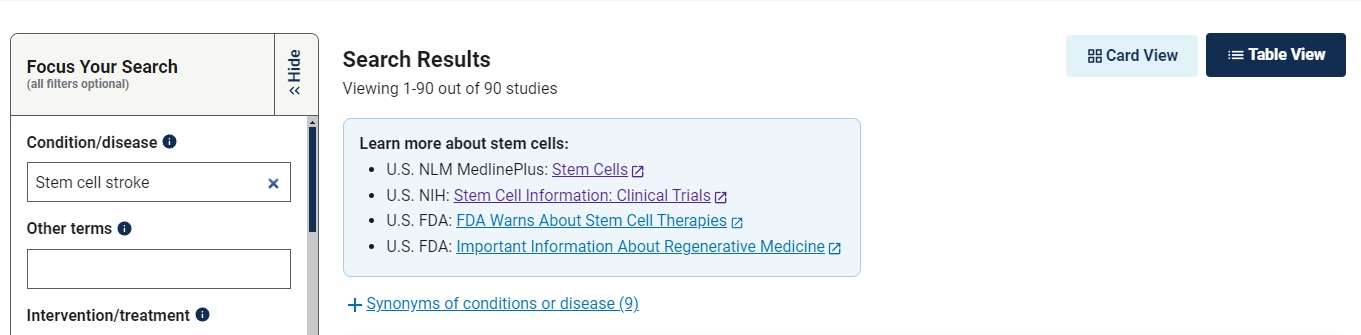 干細胞治療急性缺血性中風的臨床試驗達90項。