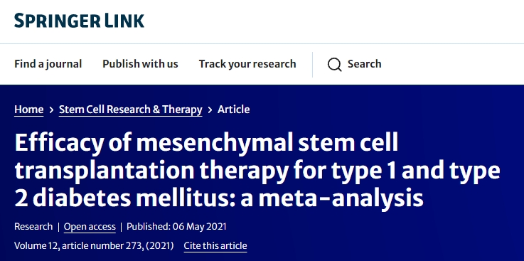間充質(zhì)干細胞移植治療1型和2型糖尿病的療效：薈萃分析