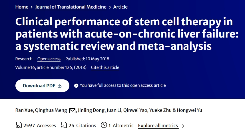 干細胞治療在慢加急性肝衰竭患者中的??臨床表現：系統評價與薈萃分析