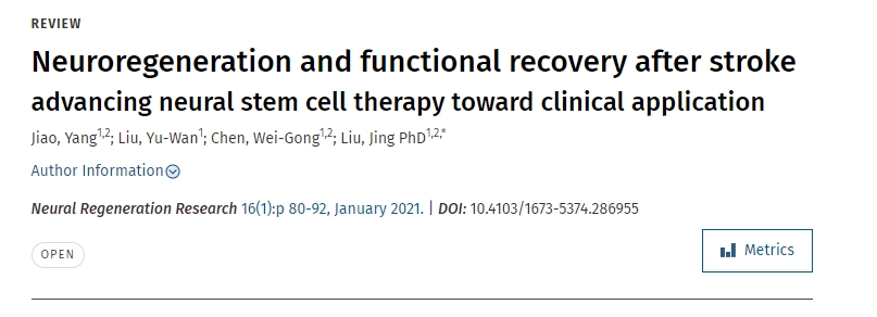 中風后的神經(jīng)再生和功能恢復(fù)推動神經(jīng)干細胞治療走向臨床應(yīng)用