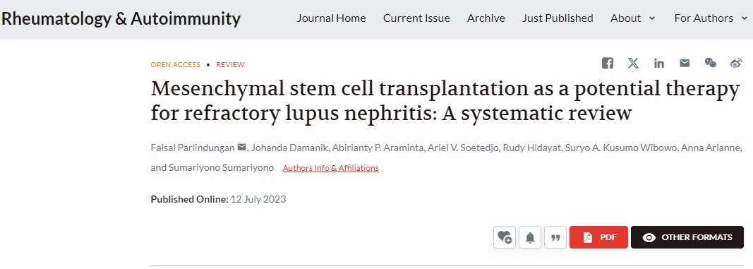 間充質干細胞移植作為難治性狼瘡性腎炎的潛在治療方法：系統評價