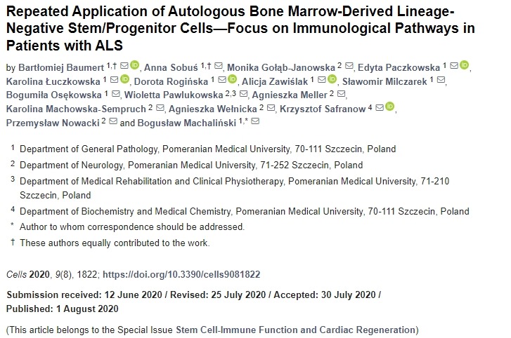 重復(fù)應(yīng)用自體骨髓來(lái)源的譜系陰性干細(xì)胞/祖細(xì)胞——重點(diǎn)研究ALS患者的免疫途徑