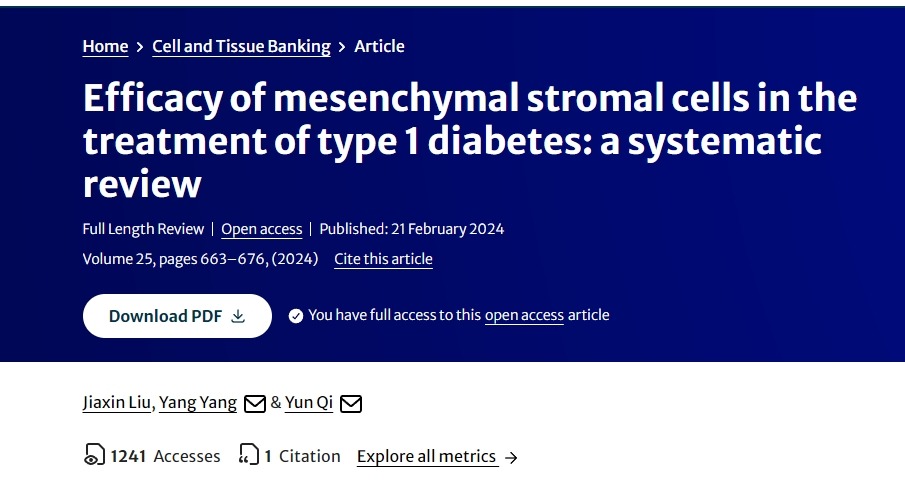間充質基質細胞治療1型糖尿病的療效：系統評價