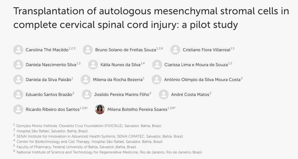 自體間充質(zhì)基質(zhì)細(xì)胞移植治療完全性頸脊髓損傷：一項(xiàng)初步研究