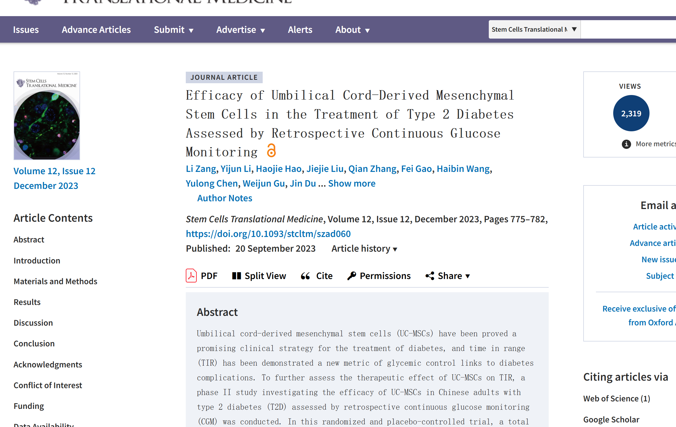  臍帶來源間充質(zhì)干細胞治療2型糖尿病的有效性通過回顧性連續(xù)葡萄糖監(jiān)測評估