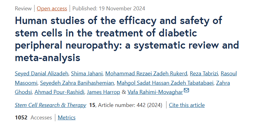 干細胞治療糖尿病周圍神經病變的療效和安全性的人體研究：系統評價和薈萃分析