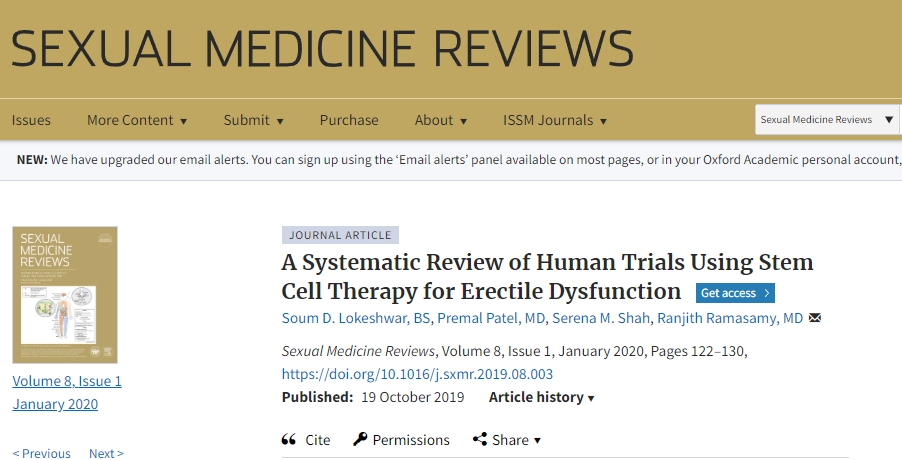 使用干細胞療法治療勃起功能障礙的人體試驗的系統評價