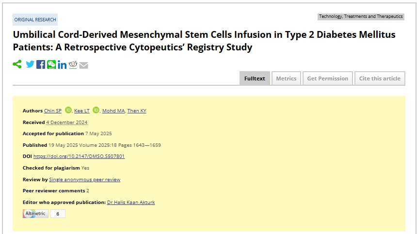 301名2型糖尿病患者干細胞治療新數據:顯著改善代謝、肝腎及炎癥 301名2型糖尿病患者干細胞治療新數據:顯著改善代謝、肝腎及炎癥