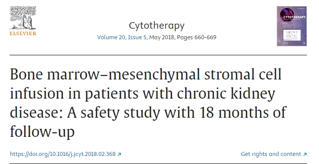 慢性腎病患者骨髓間充質基質細胞輸注：一項為期18個月的隨訪安全性研究