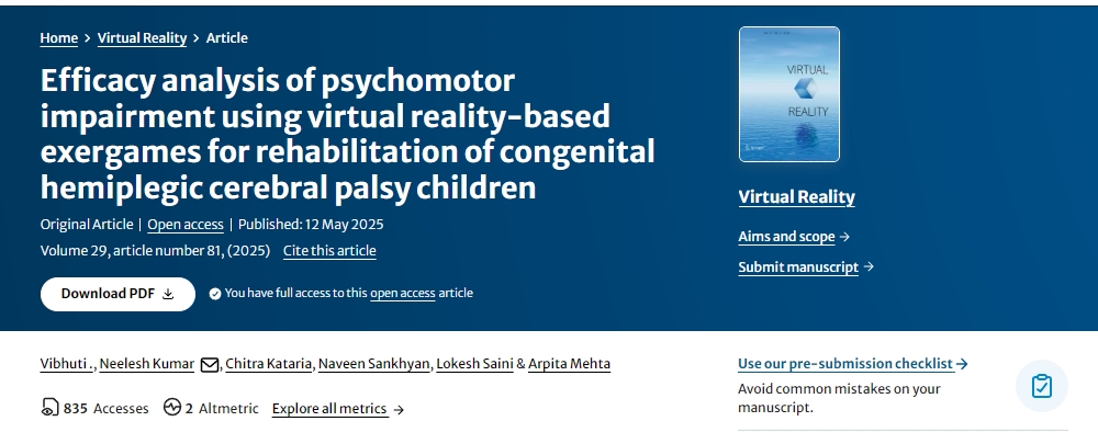 基于虛擬現(xiàn)實的運動游戲?qū)ο忍煨云c腦癱兒童精神運動障礙康復(fù)的療效分析 基于虛擬現(xiàn)實的運動游戲?qū)ο忍煨云c腦癱兒童精神運動障礙康復(fù)的療效分析