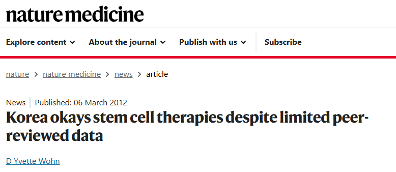 盡管同行評審數(shù)據(jù)有限，韓國仍批準干細胞療法
