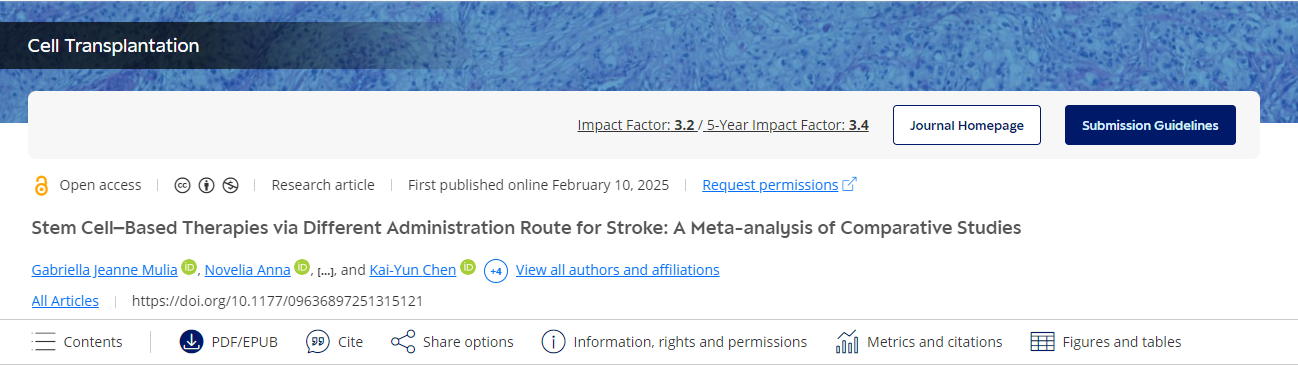 不同給藥途徑的中風干細胞療法：比較研究的薈萃分析